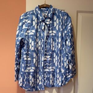 Chico's Blue and White Abstract Print Top